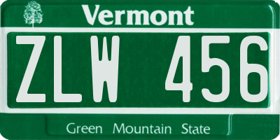 VT license plate ZLW456