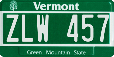 VT license plate ZLW457