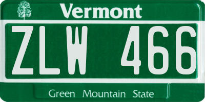 VT license plate ZLW466