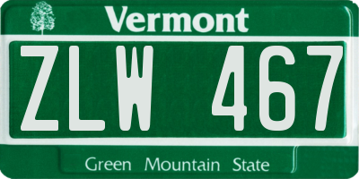 VT license plate ZLW467