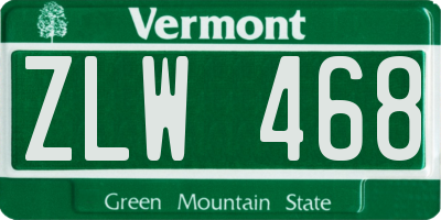 VT license plate ZLW468