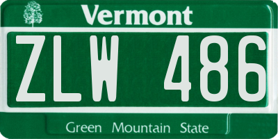 VT license plate ZLW486