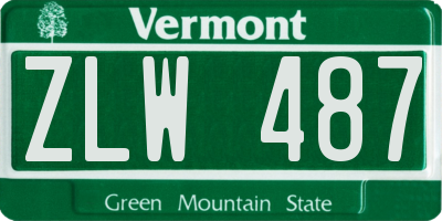 VT license plate ZLW487