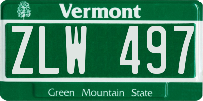 VT license plate ZLW497