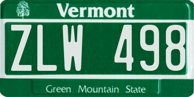VT license plate ZLW498