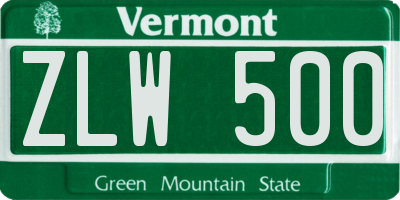 VT license plate ZLW500