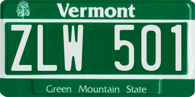 VT license plate ZLW501