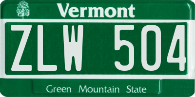 VT license plate ZLW504