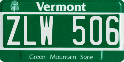 VT license plate ZLW506