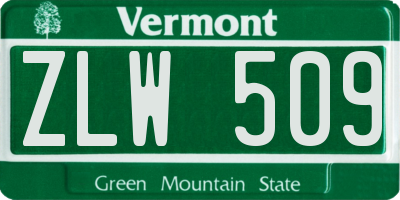 VT license plate ZLW509