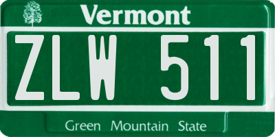 VT license plate ZLW511