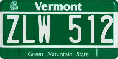 VT license plate ZLW512