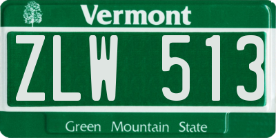 VT license plate ZLW513