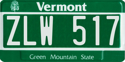 VT license plate ZLW517