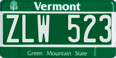 VT license plate ZLW523