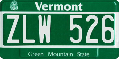 VT license plate ZLW526