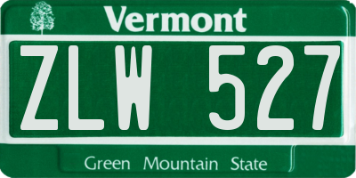 VT license plate ZLW527
