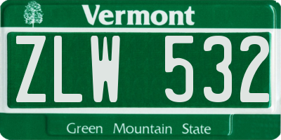 VT license plate ZLW532