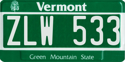 VT license plate ZLW533