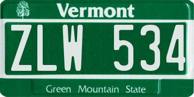 VT license plate ZLW534