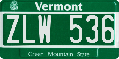 VT license plate ZLW536