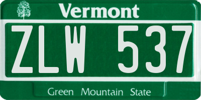 VT license plate ZLW537