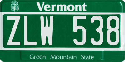 VT license plate ZLW538