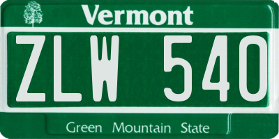 VT license plate ZLW540