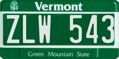 VT license plate ZLW543