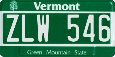 VT license plate ZLW546