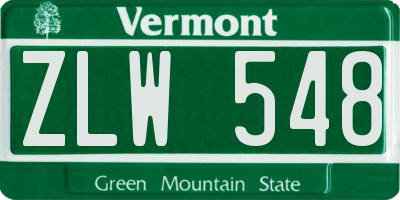 VT license plate ZLW548