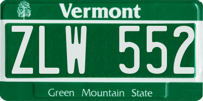 VT license plate ZLW552
