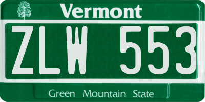 VT license plate ZLW553