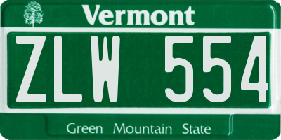 VT license plate ZLW554