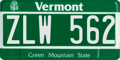 VT license plate ZLW562