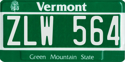 VT license plate ZLW564
