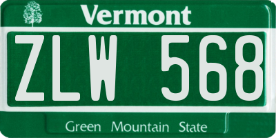 VT license plate ZLW568