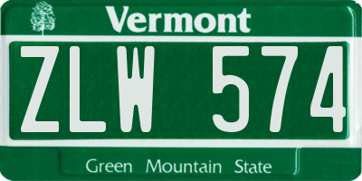 VT license plate ZLW574
