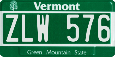 VT license plate ZLW576