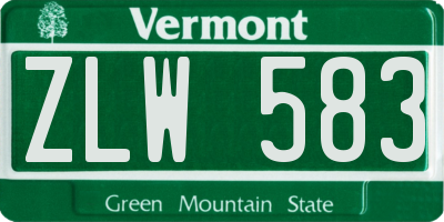 VT license plate ZLW583