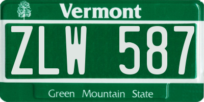 VT license plate ZLW587