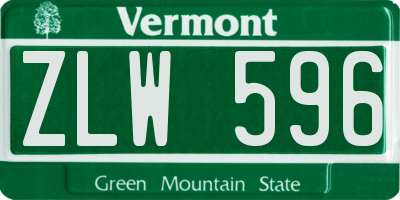 VT license plate ZLW596