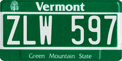 VT license plate ZLW597