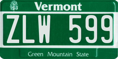 VT license plate ZLW599