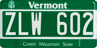VT license plate ZLW602