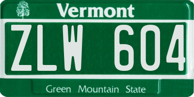 VT license plate ZLW604