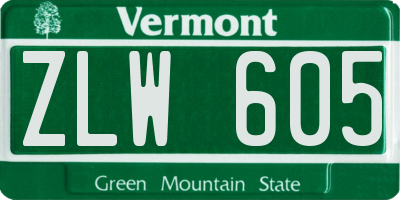 VT license plate ZLW605