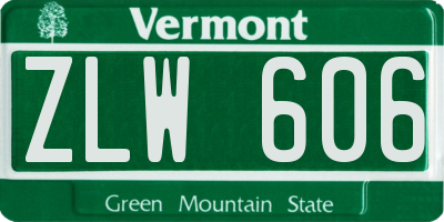 VT license plate ZLW606