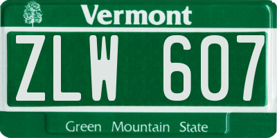 VT license plate ZLW607