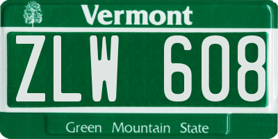 VT license plate ZLW608